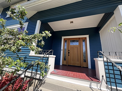 Columbia neighborhood repaint — alternate angle showing soffits and detailed trim.