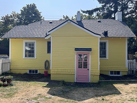Detail view — Cornwall neighborhood repaint with tight trim lines.