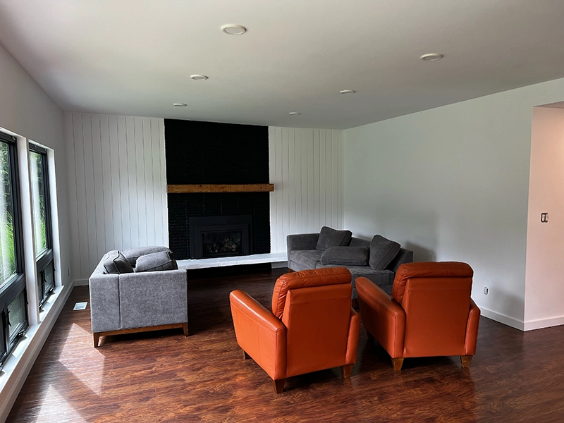 Freshly painted white living room